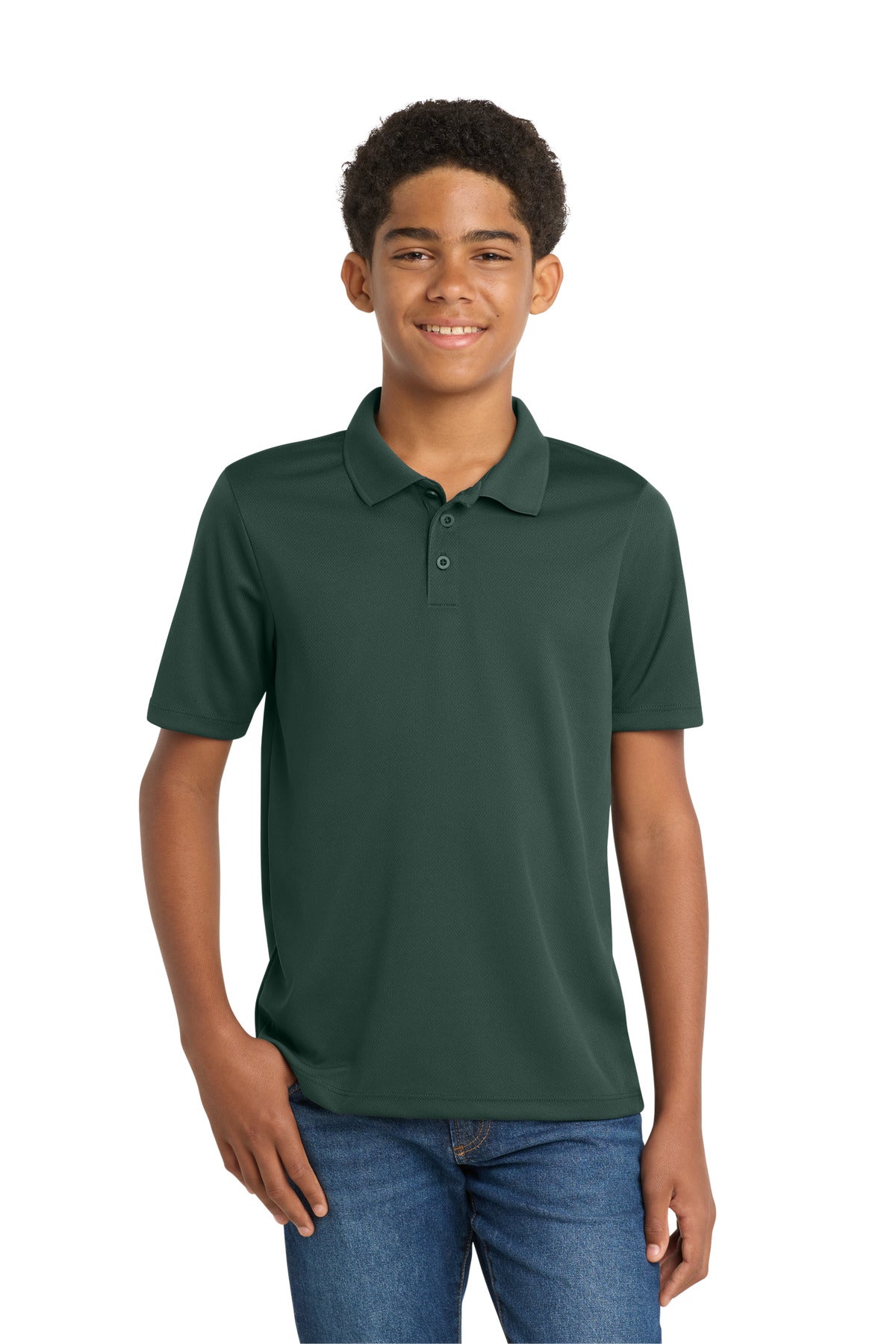 Sport-Tek Youth PosiCharge RacerMesh Polo - Dark Forest Green