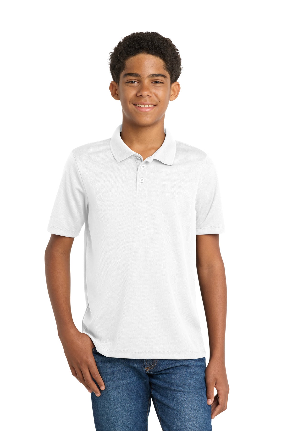 Sport-Tek Youth PosiCharge RacerMesh Polo - White