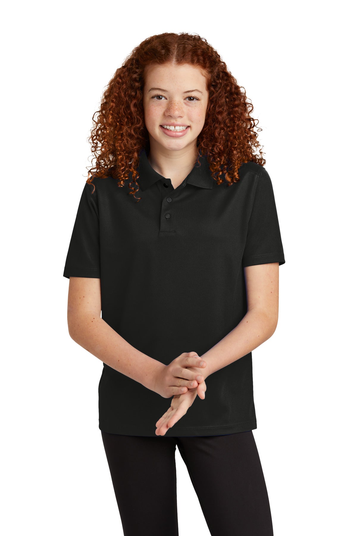 Sport-Tek Youth UV Micropique Polo - Black