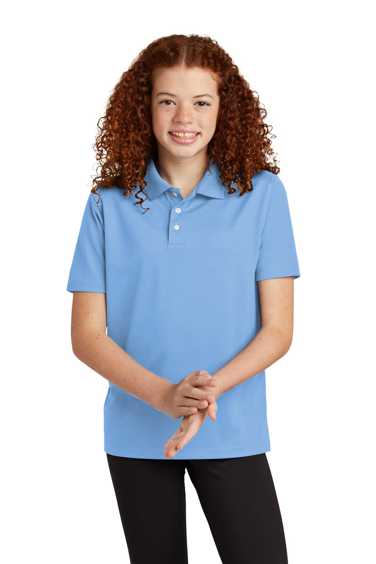 Sport-Tek Youth UV Micropique Polo - Carolina Blue