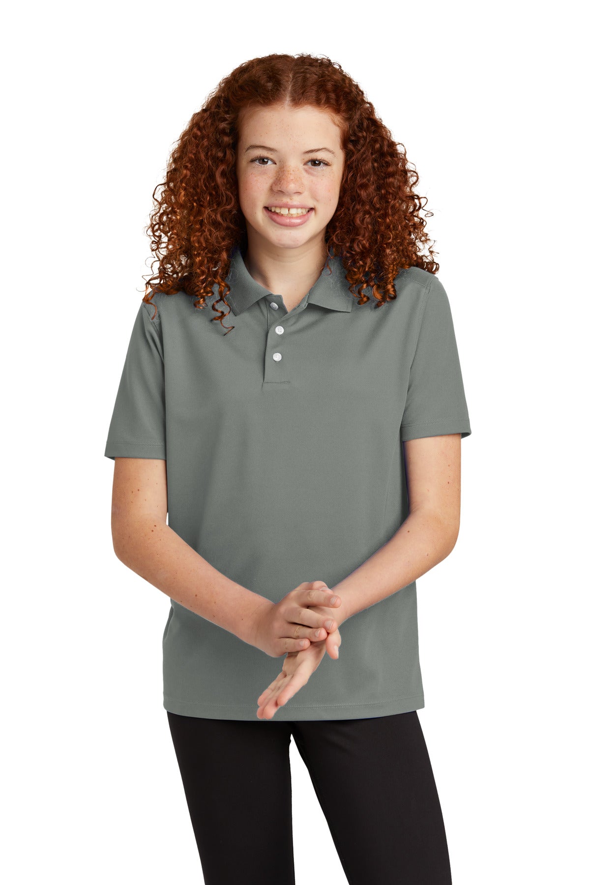 Sport-Tek Youth UV Micropique Polo - Grey Concrete