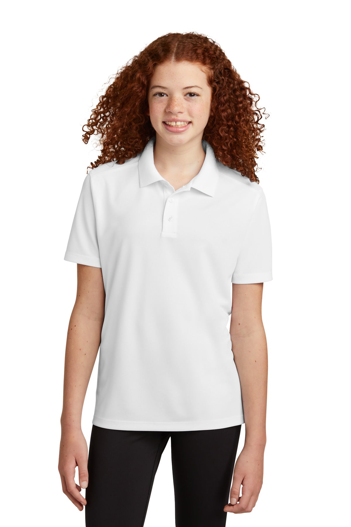 Sport-Tek Youth UV Micropique Polo - White