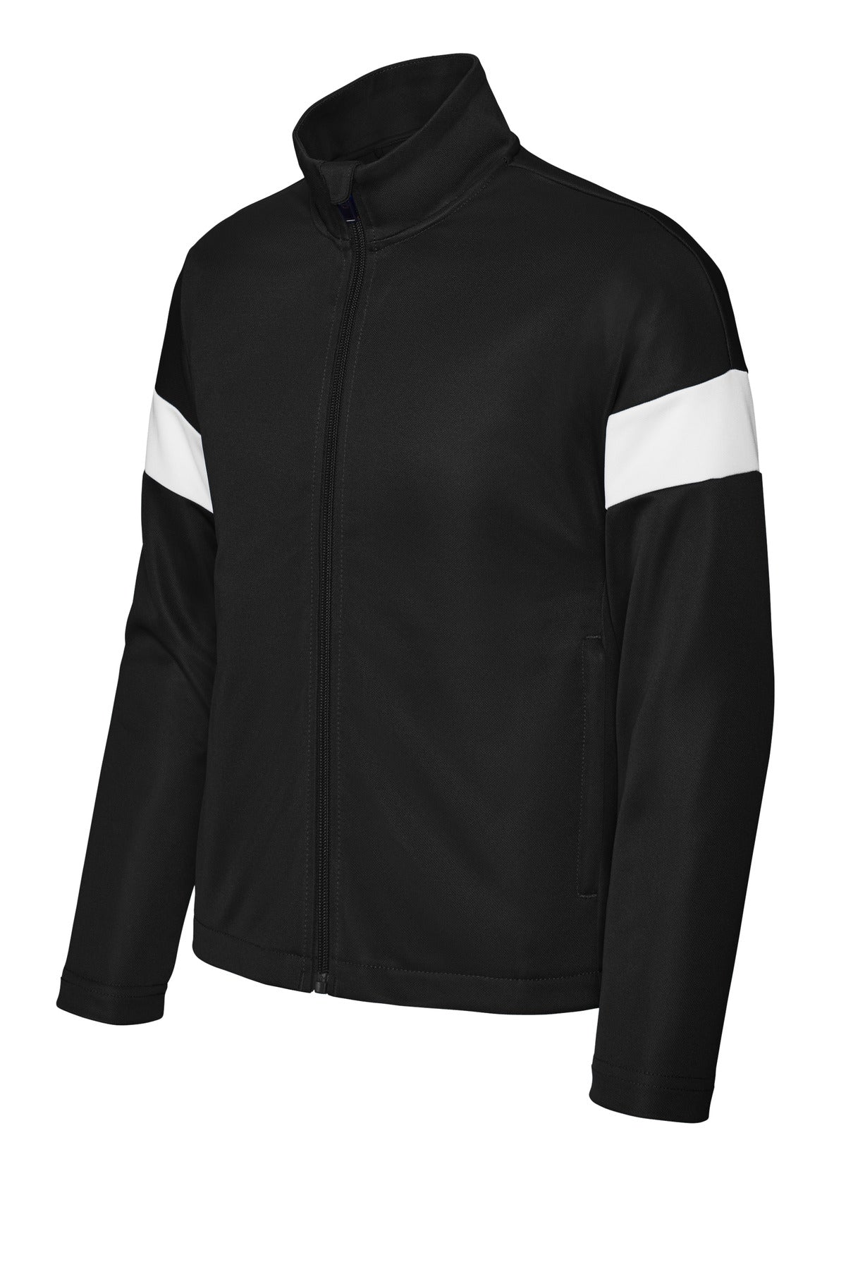 Sport-Tek Youth Travel Full-Zip Jacket - Black/ White