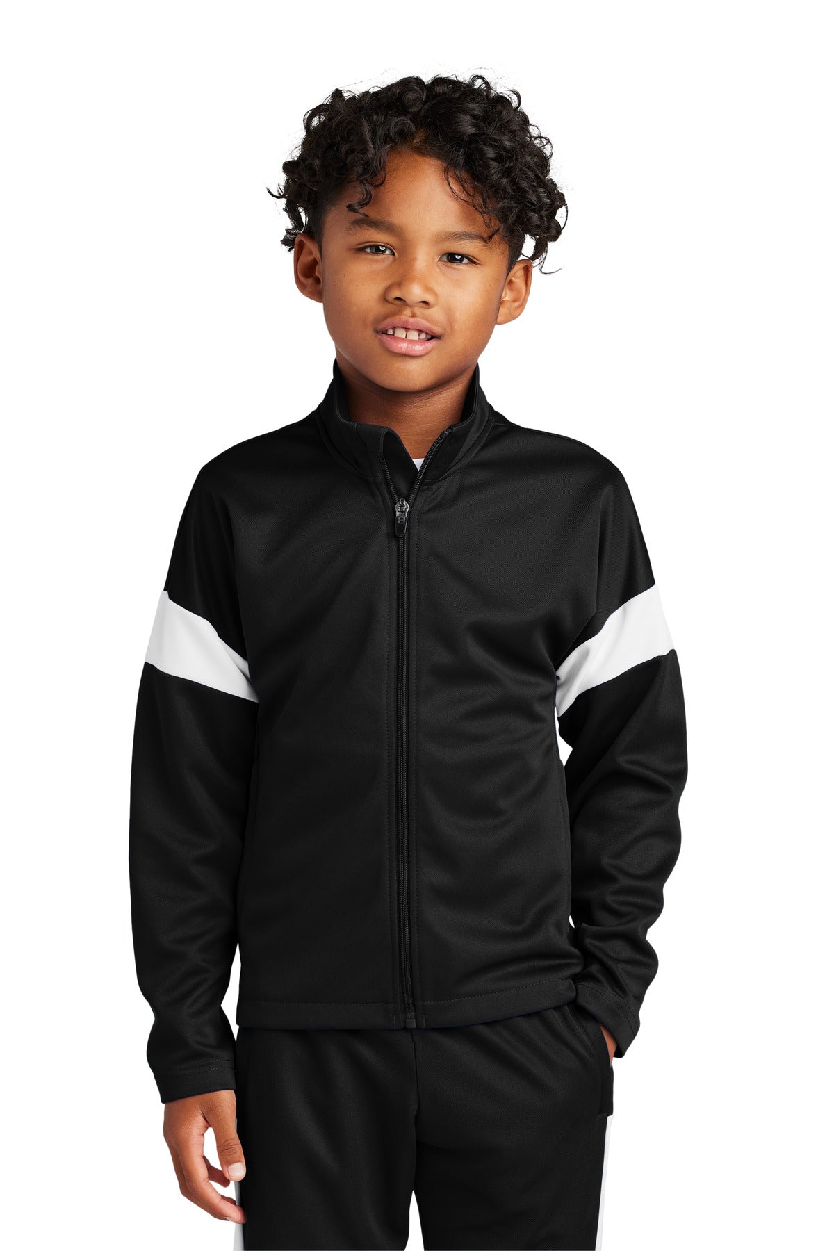 Sport-Tek Youth Travel Full-Zip Jacket - Black/ White