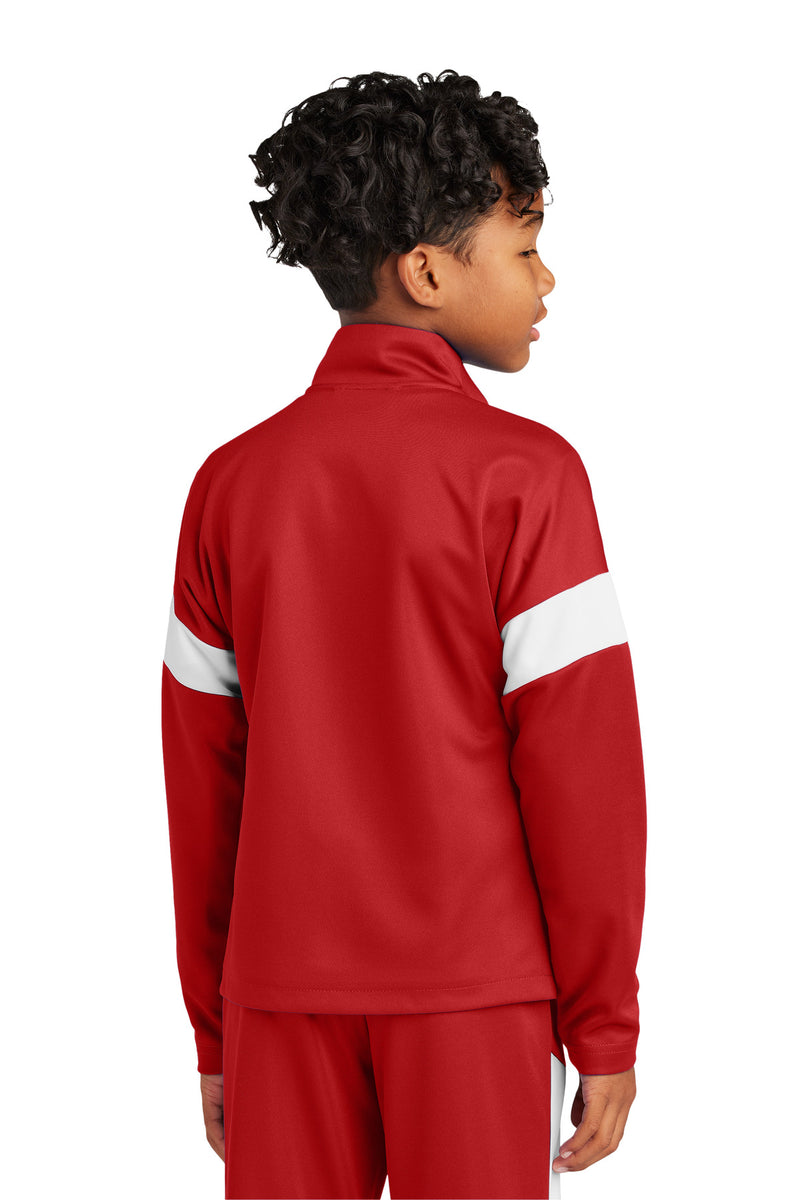 Sport-Tek Youth Travel Full-Zip Jacket - Deep Red/ White