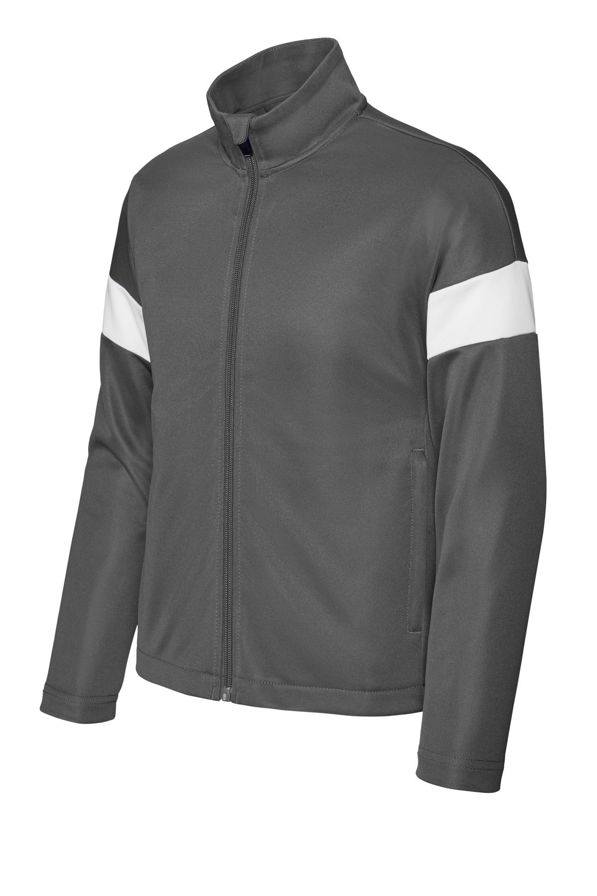 Sport-Tek Youth Travel Full-Zip Jacket - Iron Grey/ White