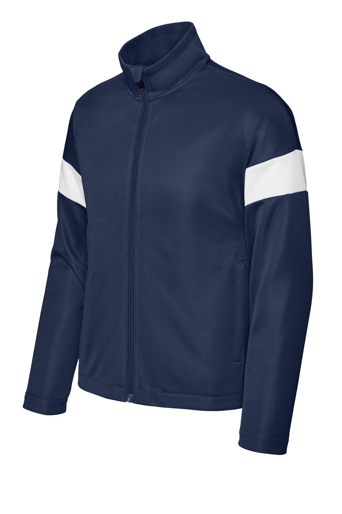 Sport-Tek Youth Travel Full-Zip Jacket - True Navy/ White