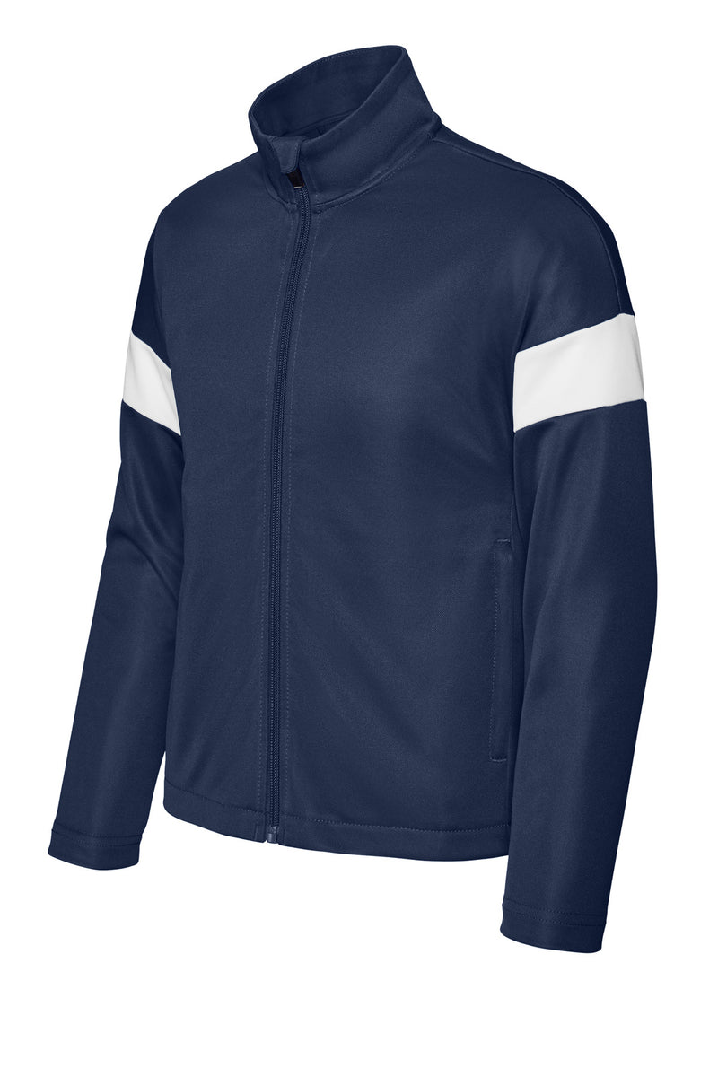 Sport-Tek Youth Travel Full-Zip Jacket - True Navy/ White