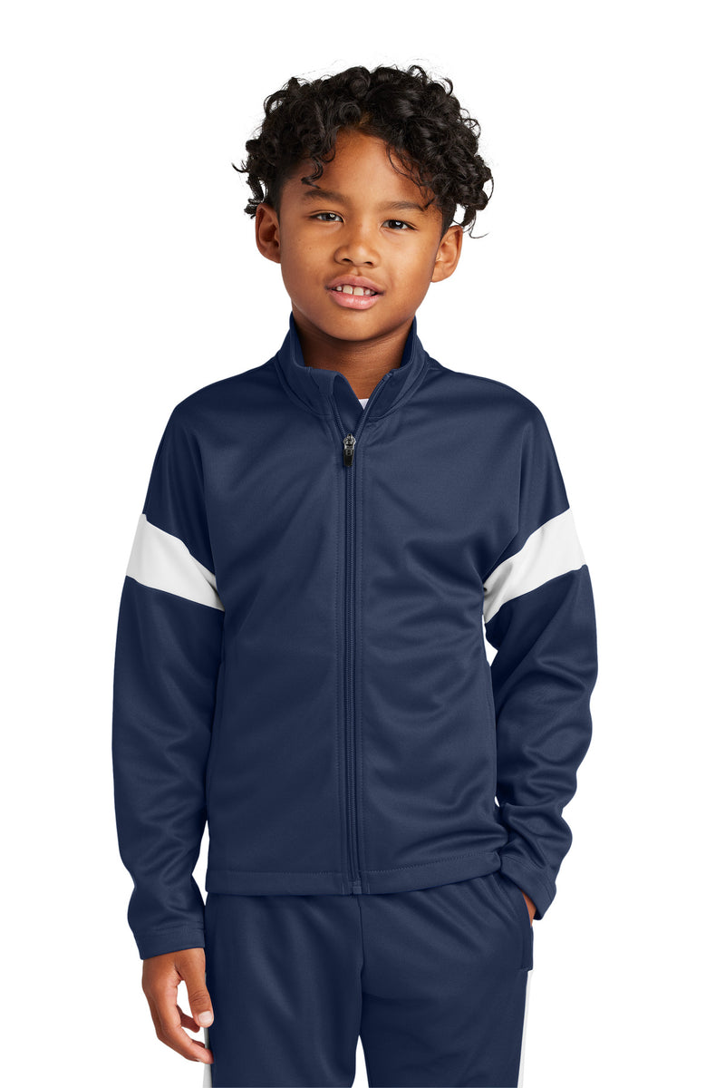 Sport-Tek Youth Travel Full-Zip Jacket - True Navy/ White