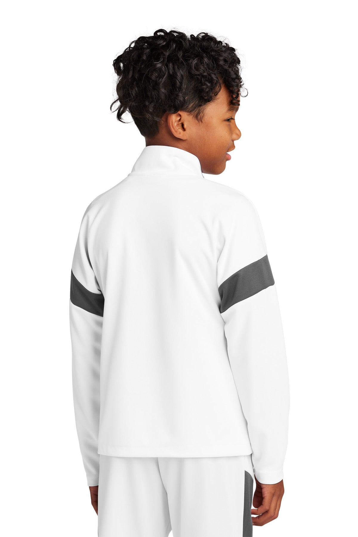 Sport-Tek Youth Travel Full-Zip Jacket - White/ Iron Grey