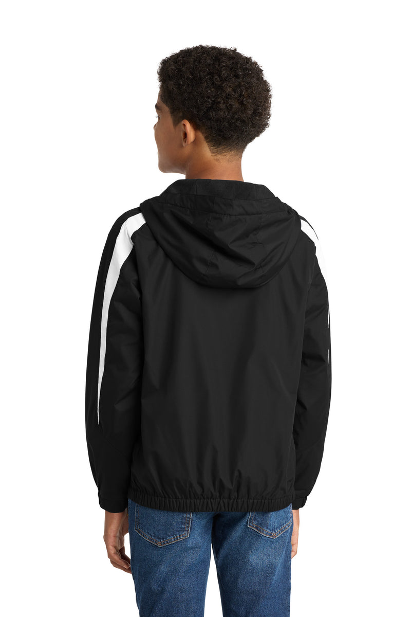Sport-Tek Youth Fleece-Lined Colorblock Jacket - Black/ White