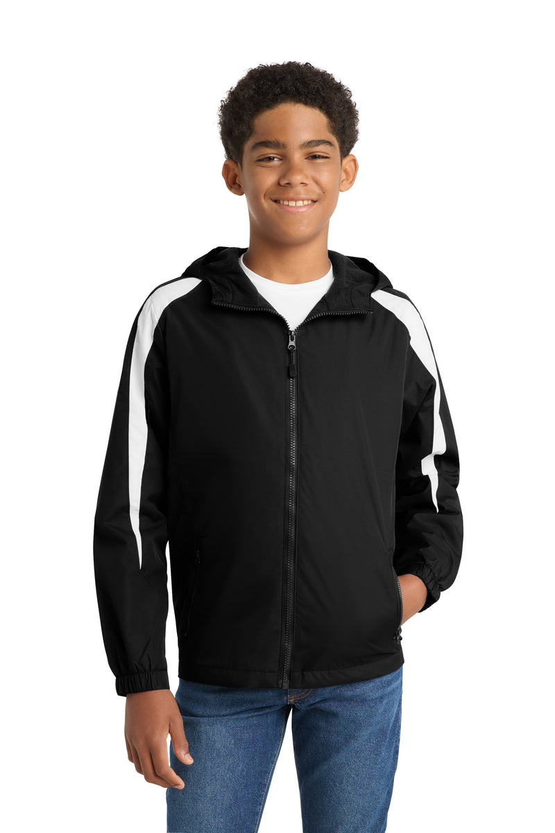 Sport-Tek Youth Fleece-Lined Colorblock Jacket - Black/ White