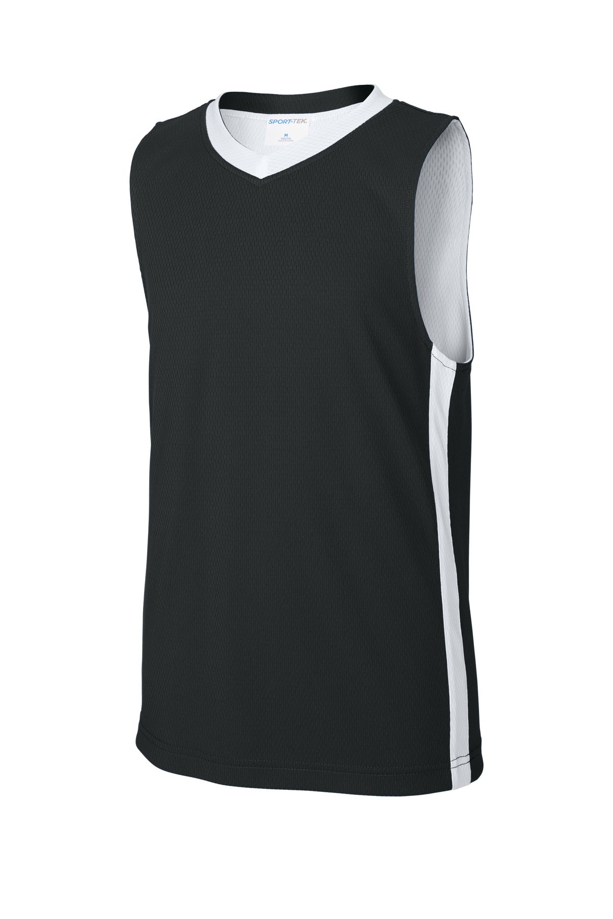 Sport-Tek Youth Rival Basketball Rev Jersey - Black/ White