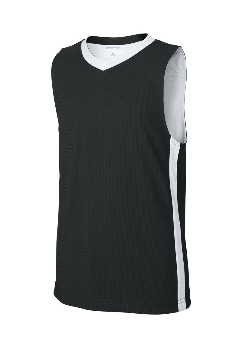 Sport-Tek Youth Rival Basketball Rev Jersey - Black/ White