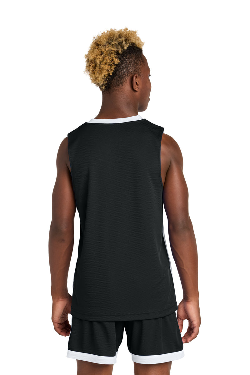 Sport-Tek Youth Rival Basketball Rev Jersey - Black/ White