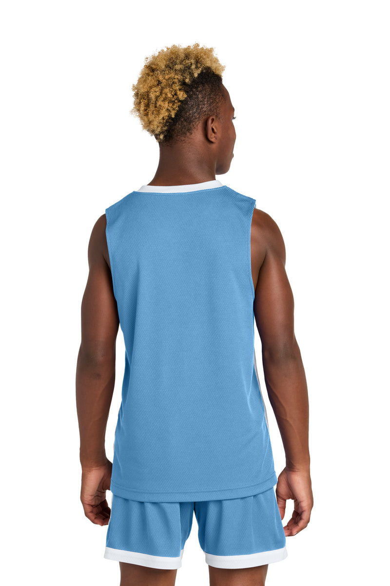Sport-Tek Youth Rival Basketball Rev Jersey - Carolina Blue/ White