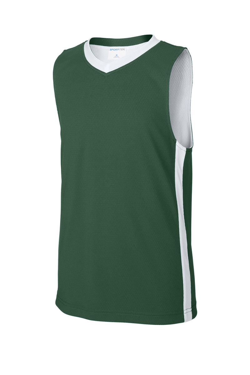Sport-Tek Youth Rival Basketball Rev Jersey - Forest Green/ White