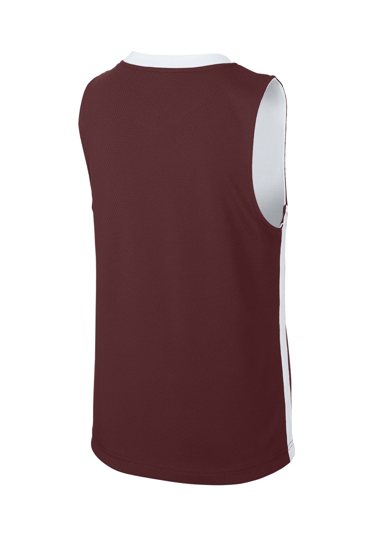 Sport-Tek Youth Rival Basketball Rev Jersey - Maroon/ White