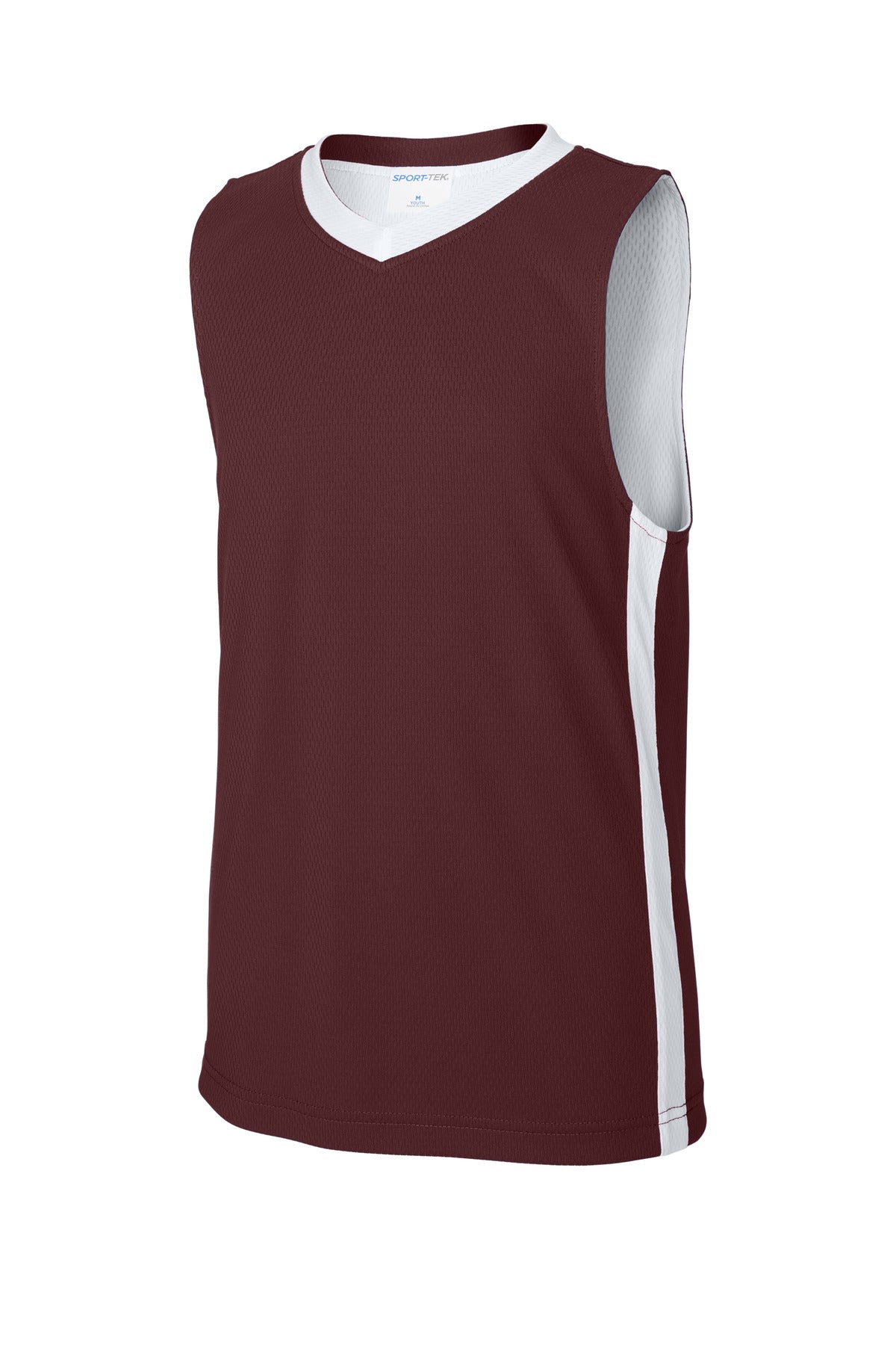 Sport-Tek Youth Rival Basketball Rev Jersey - Maroon/ White