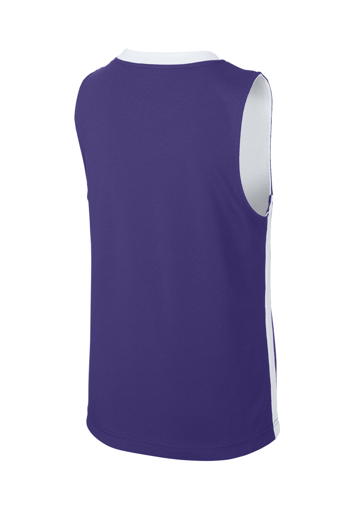 Sport-Tek Youth Rival Basketball Rev Jersey - Purple/ White