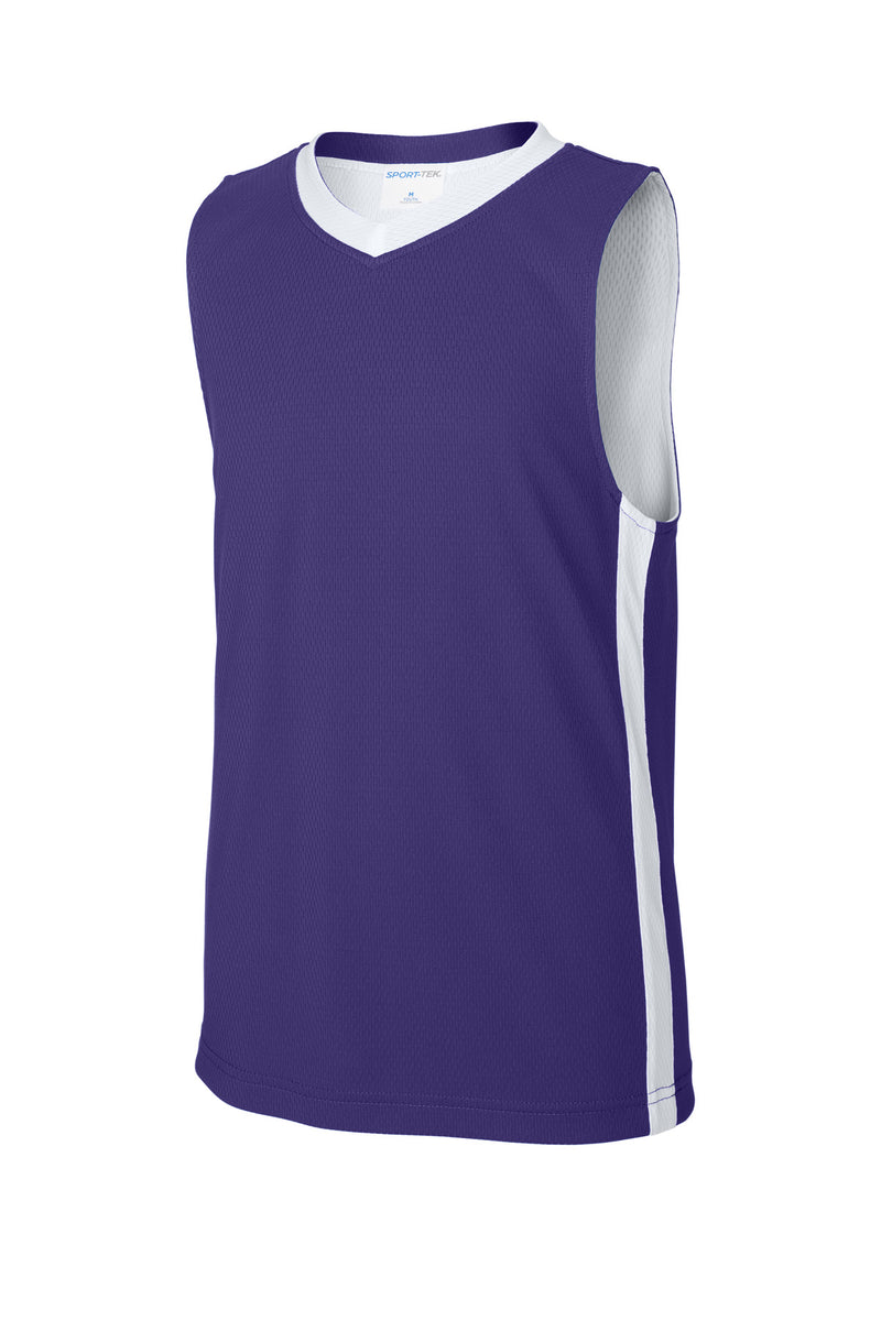 Sport-Tek Youth Rival Basketball Rev Jersey - Purple/ White