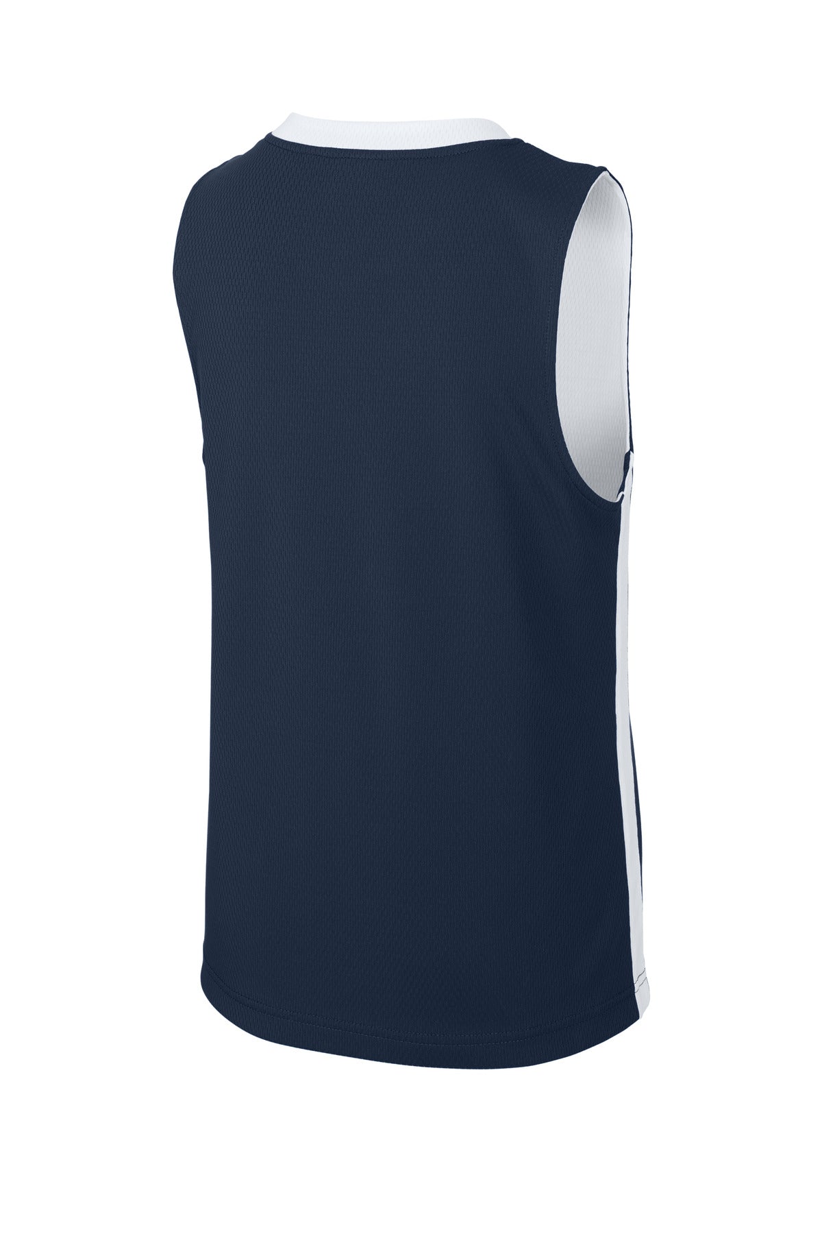 Sport-Tek Youth Rival Basketball Rev Jersey - True Navy/ White