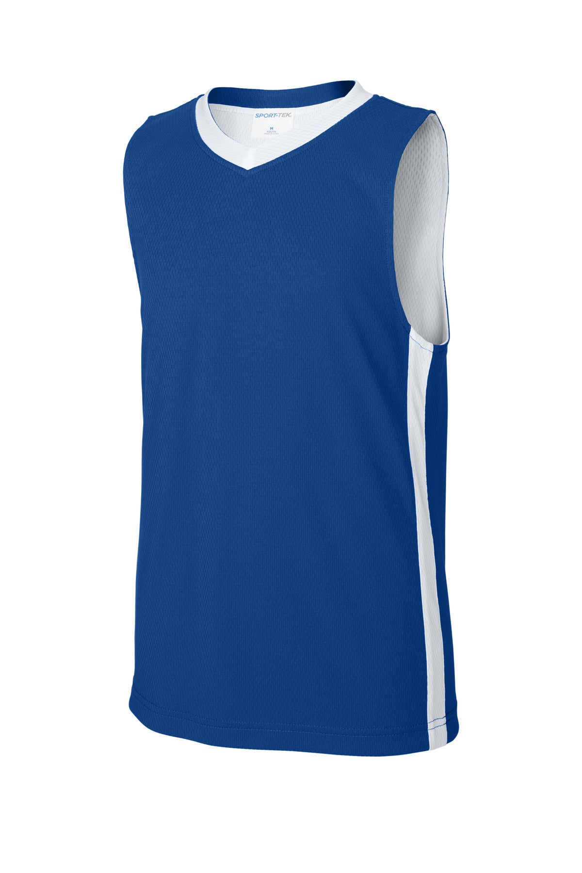 Sport-Tek Youth Rival Basketball Rev Jersey - True Royal/ White