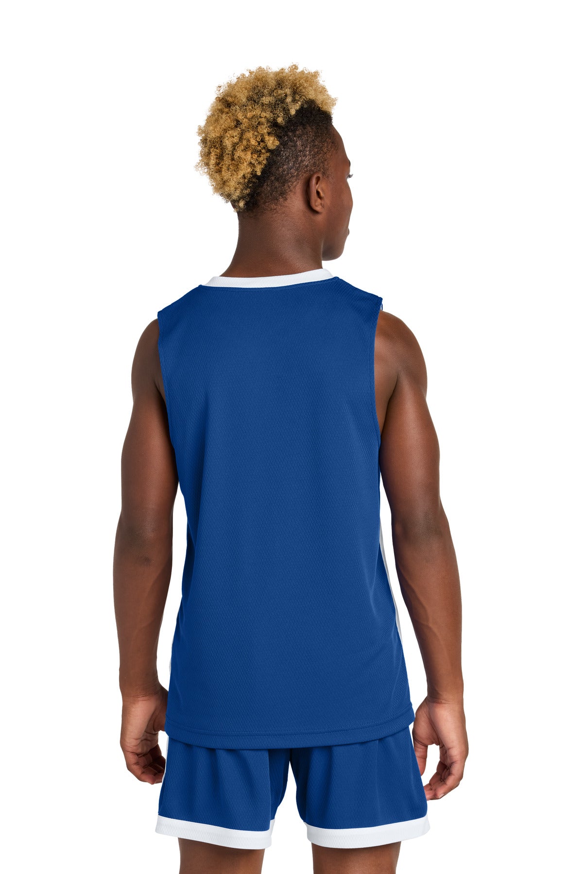 Sport-Tek Youth Rival Basketball Rev Jersey - True Royal/ White