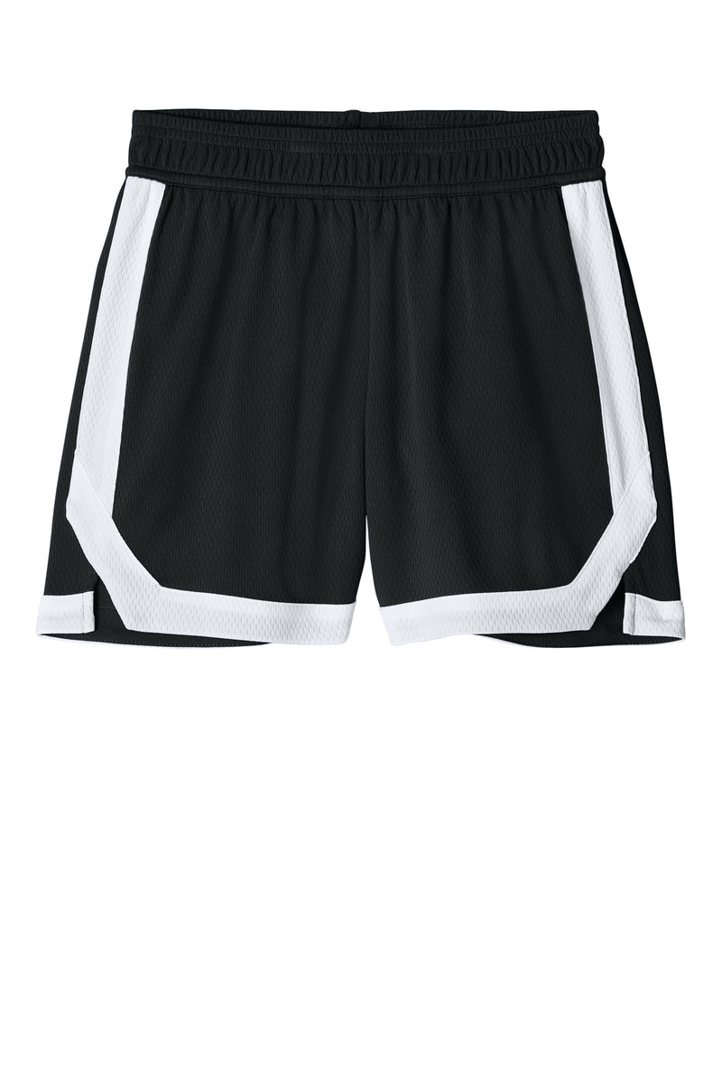 Sport-Tek Youth Rival Basketball 5  Short - Black/ White