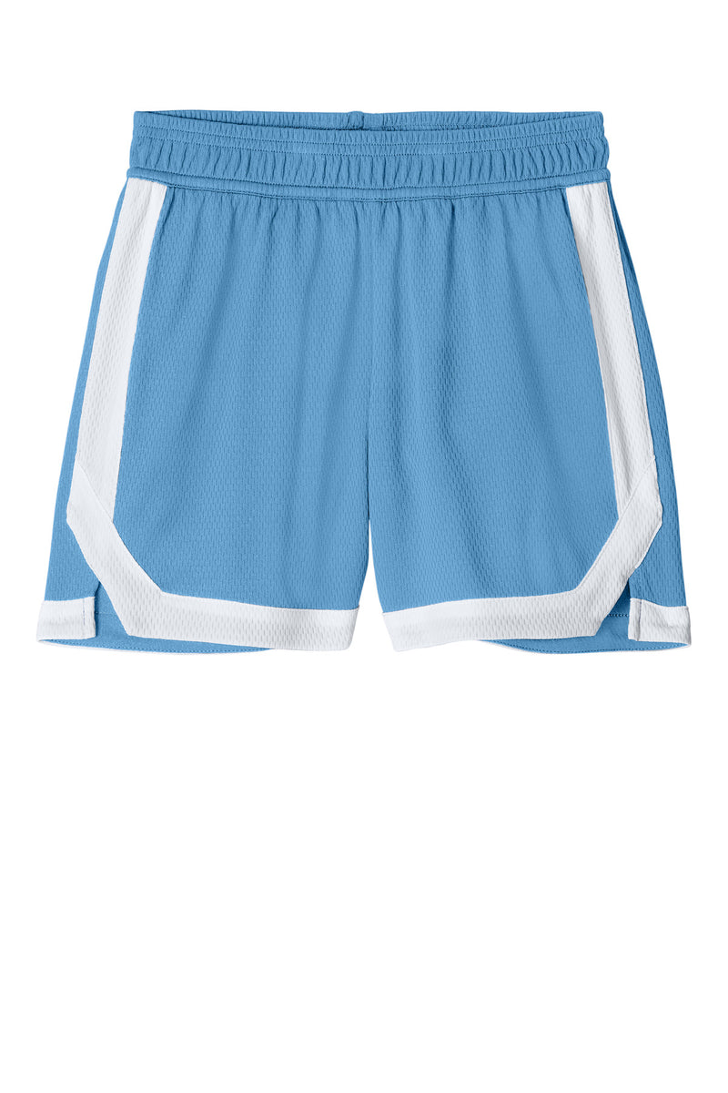 Sport-Tek Youth Rival Basketball 5  Short - Carolina Blue/ White
