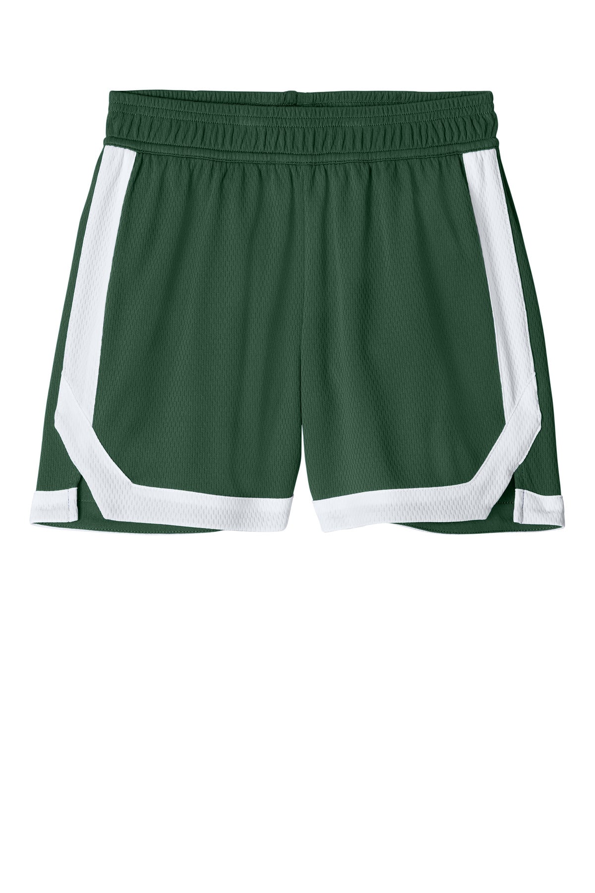 Sport-Tek Youth Rival Basketball 5  Short - Forest Green/ White