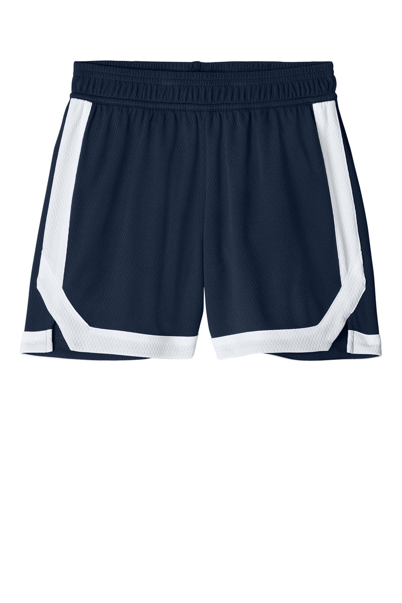 Sport-Tek Youth Rival Basketball 5  Short - True Navy/ White