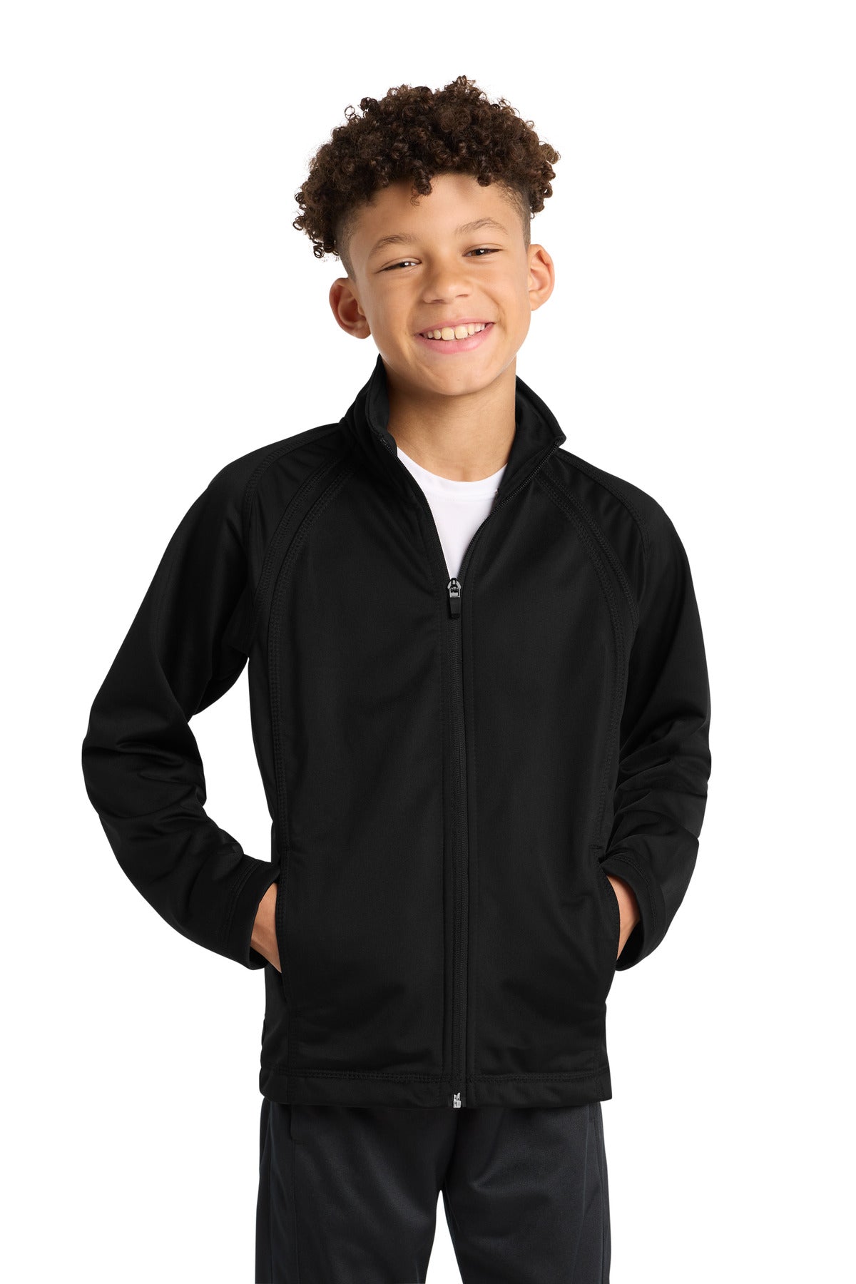 Sport-Tek Youth Tricot Track Jacket - Black/ Black