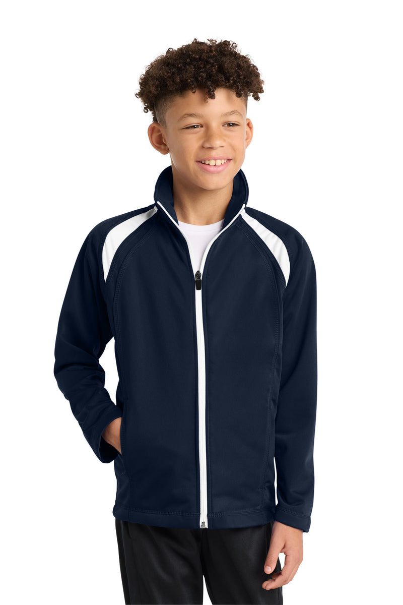 Sport-Tek Youth Tricot Track Jacket - True Navy/ White