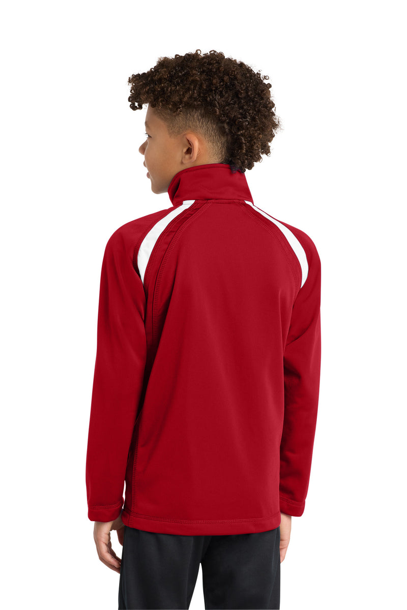 Sport-Tek Youth Tricot Track Jacket - True Red/ White