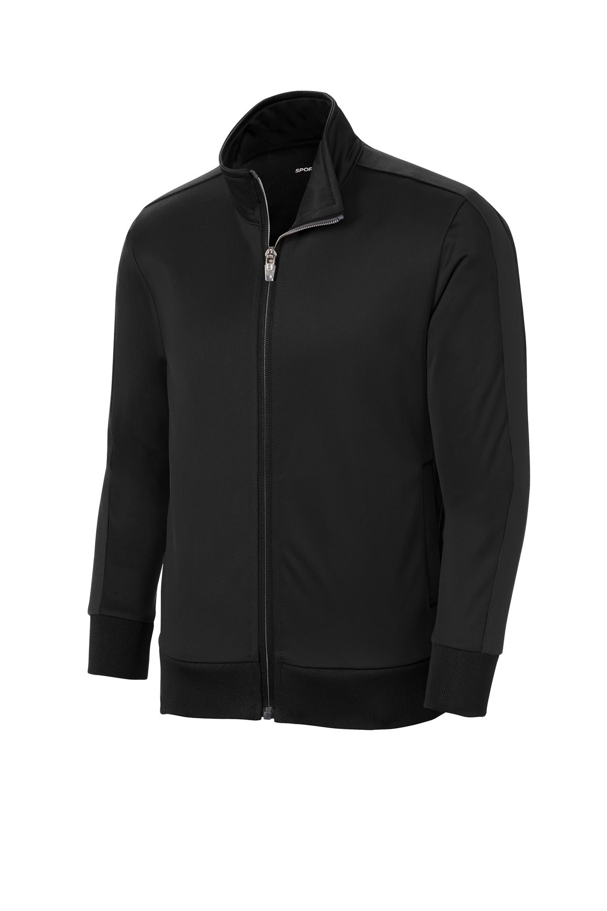 Sport-Tek  Youth Tricot Sleeve Stripe Track Jacket - Black/ Black