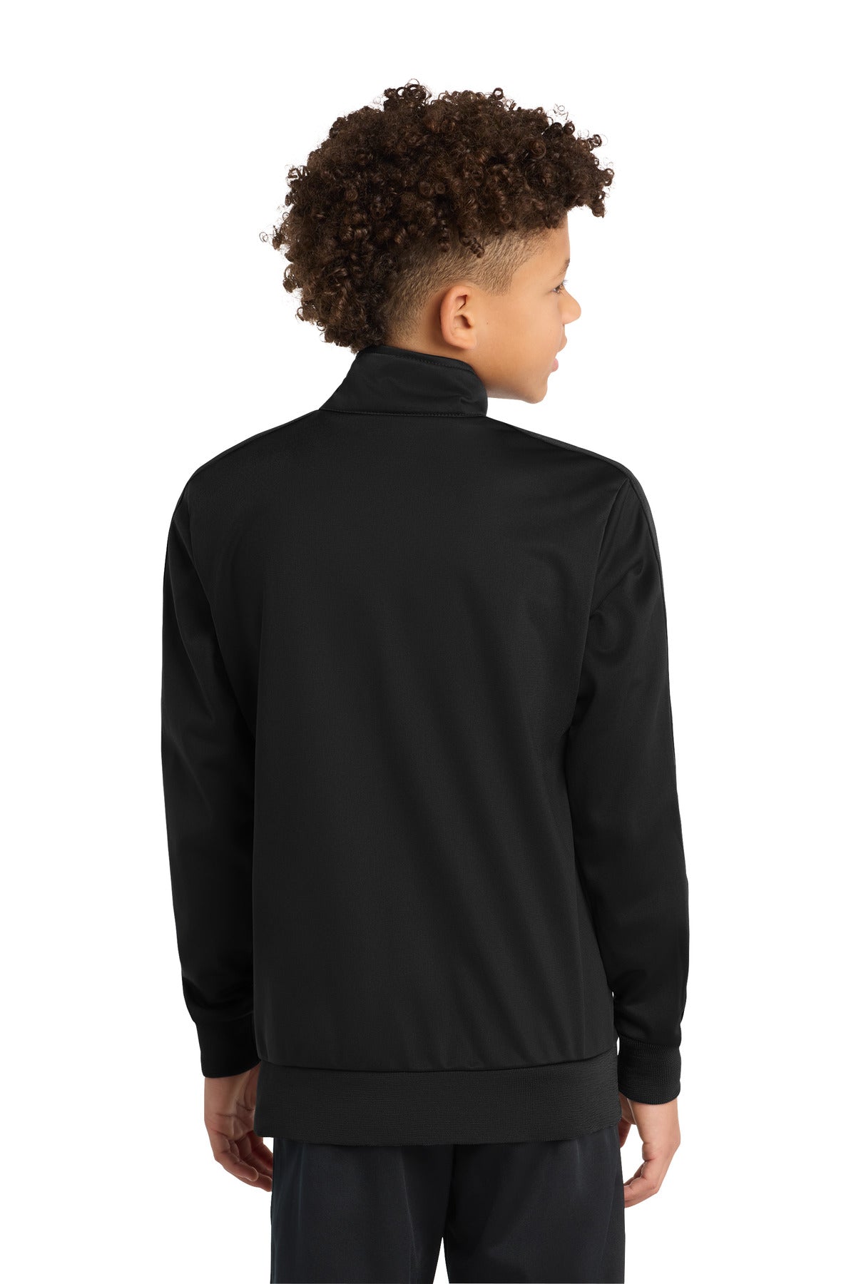 Sport-Tek  Youth Tricot Sleeve Stripe Track Jacket - Black/ Black