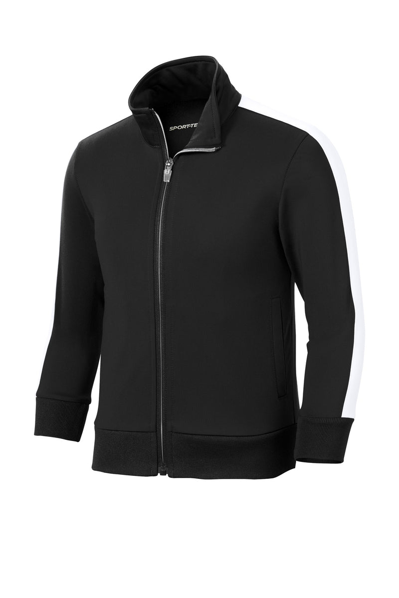 Sport-Tek  Youth Tricot Sleeve Stripe Track Jacket - Black/ White