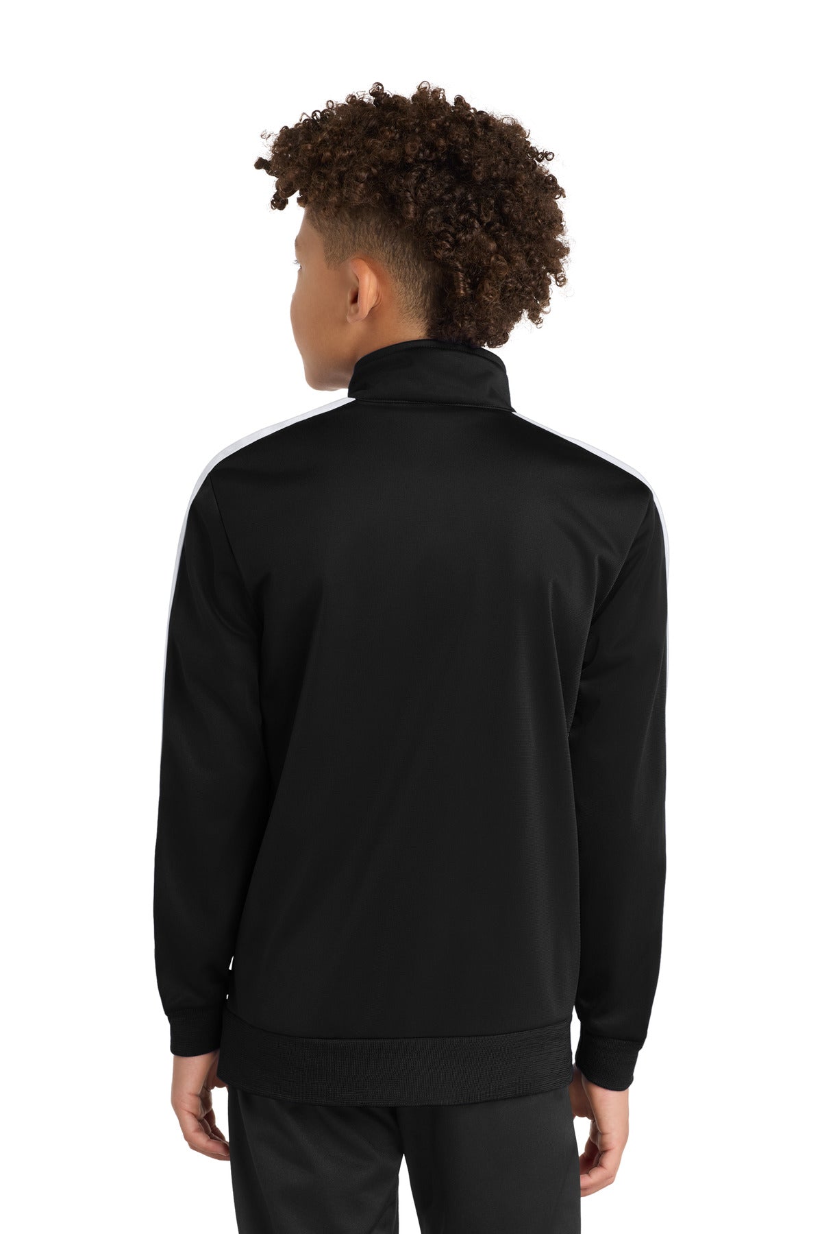 Sport-Tek  Youth Tricot Sleeve Stripe Track Jacket - Black/ White