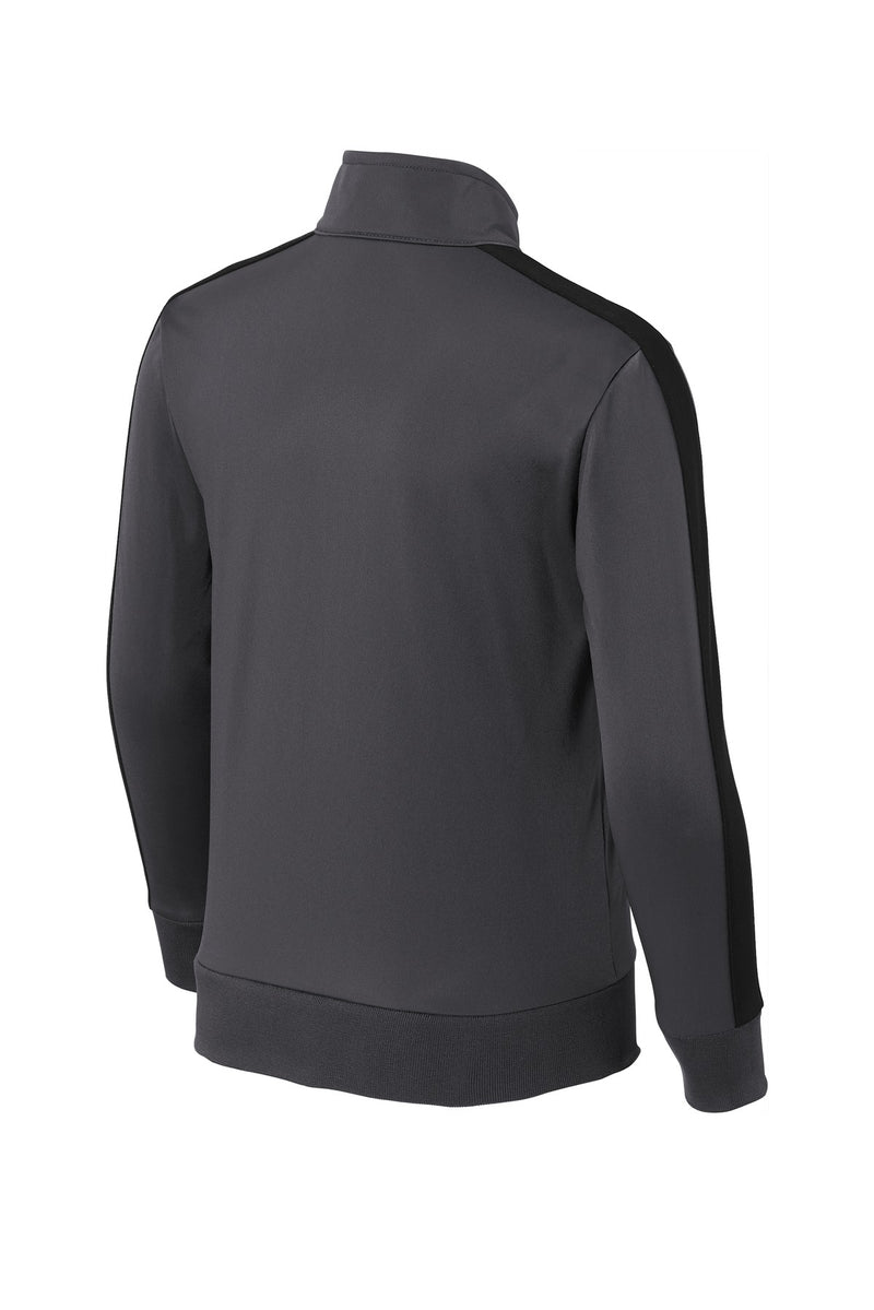Sport-Tek  Youth Tricot Sleeve Stripe Track Jacket - Graphite/ Black