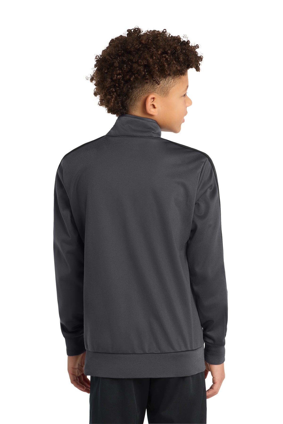 Sport-Tek  Youth Tricot Sleeve Stripe Track Jacket - Graphite/ Black