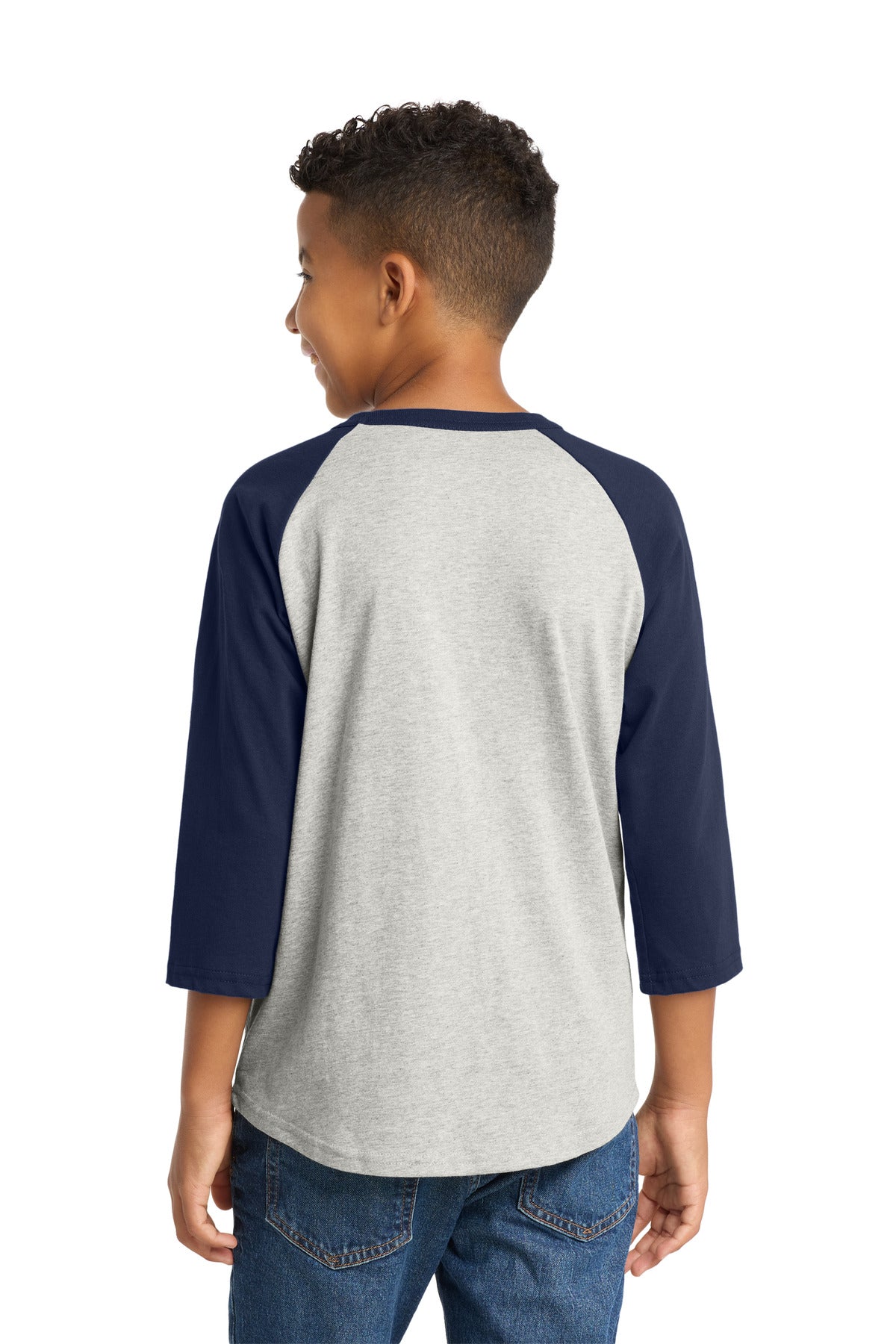 Sport-Tek Youth Colorblock Raglan Jersey - Heather Grey/ Navy