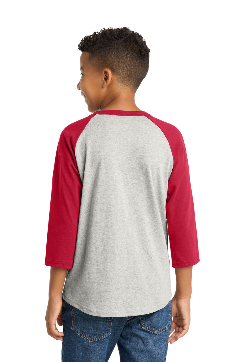 Sport-Tek Youth Colorblock Raglan Jersey - Heather Grey/ Red