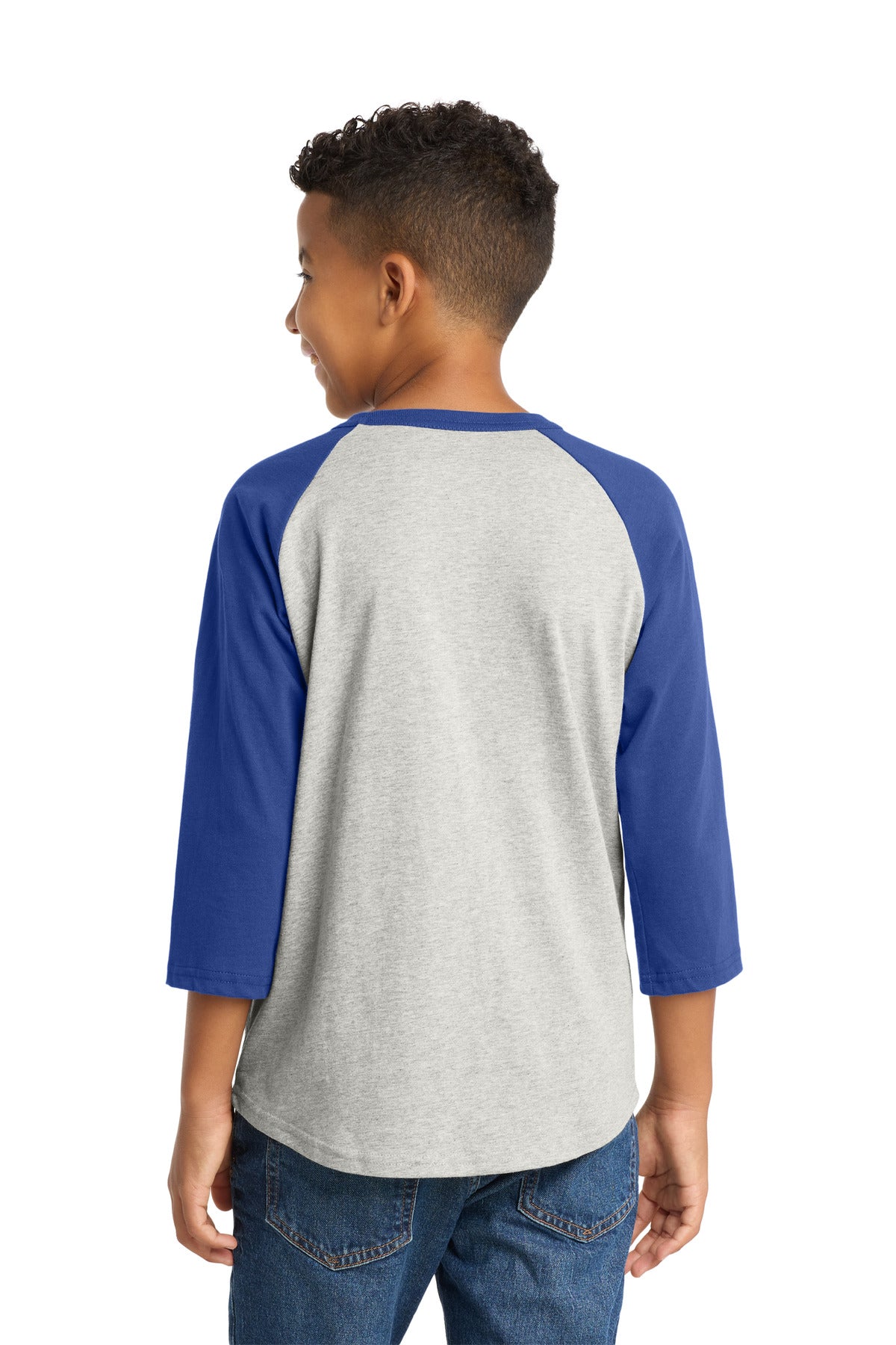 Sport-Tek Youth Colorblock Raglan Jersey - Heather Grey/ Royal