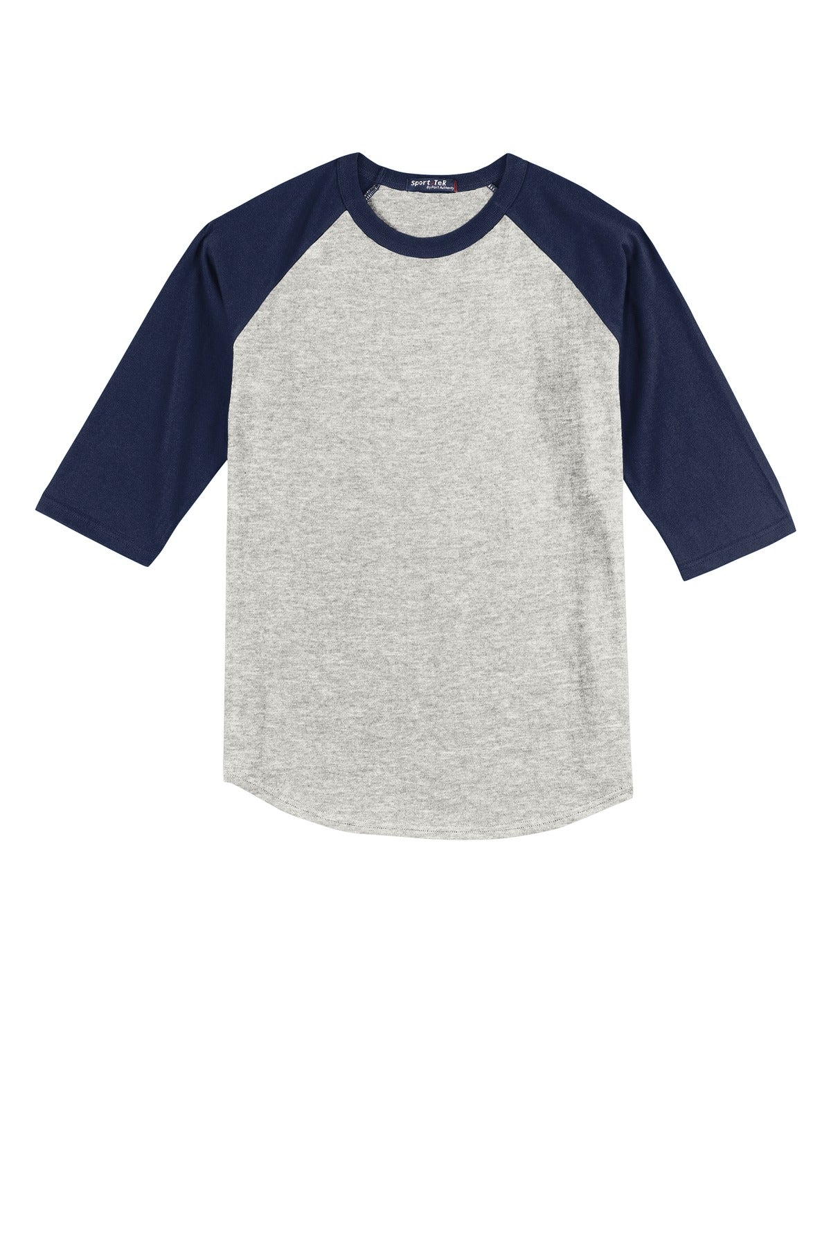 Sport-Tek Youth Colorblock Raglan Jersey - Heather Grey/ Navy