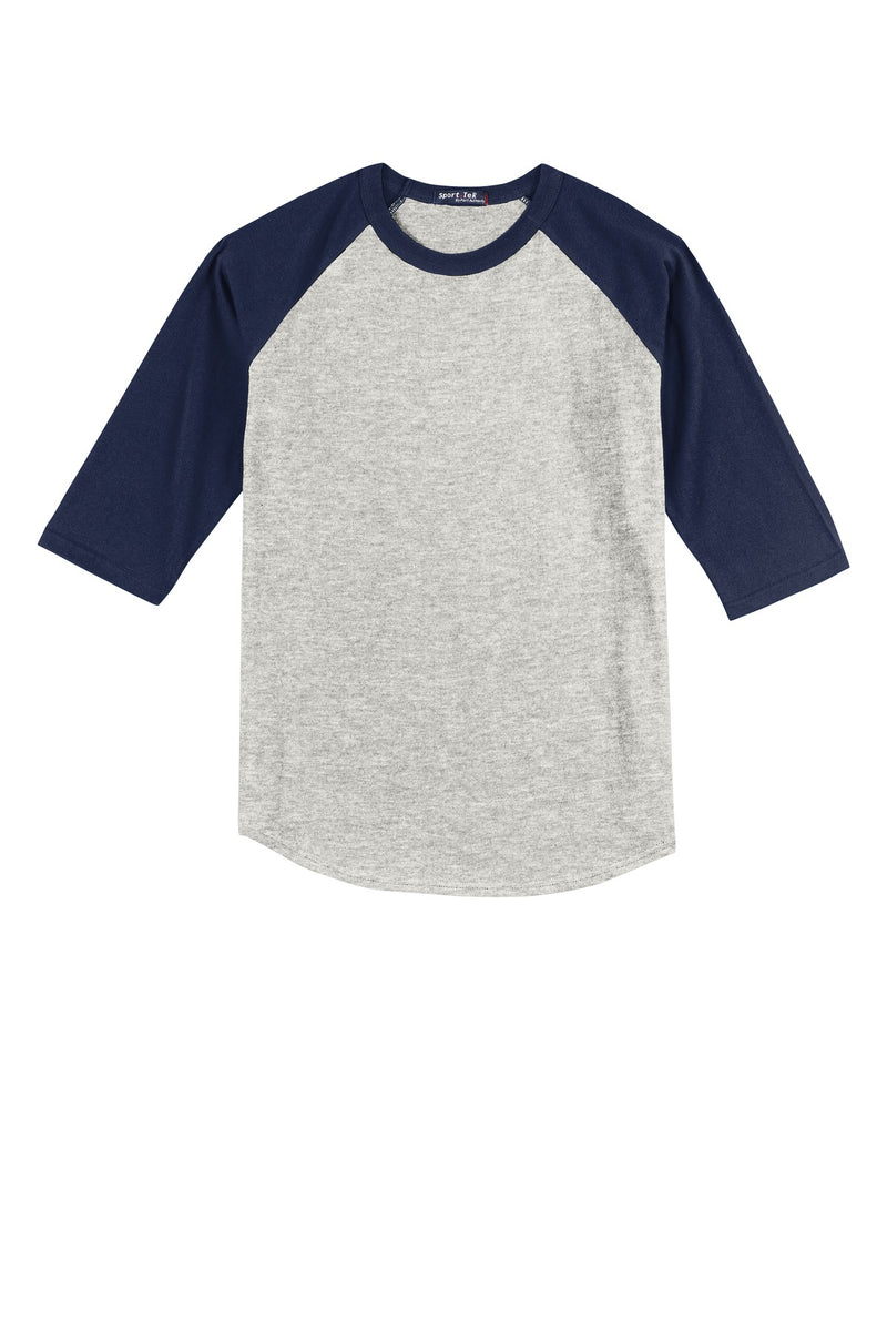 Sport-Tek Youth Colorblock Raglan Jersey - Heather Grey/ Navy