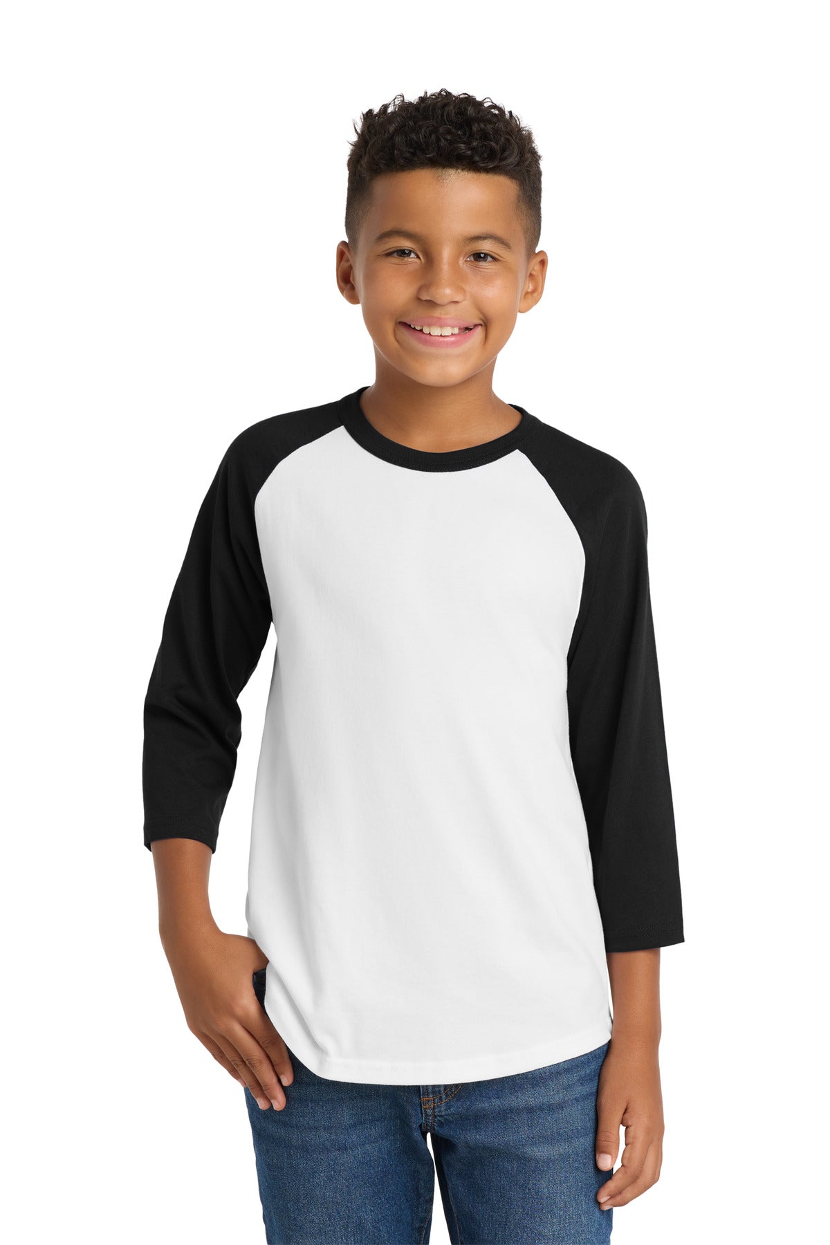 Sport-Tek Youth Colorblock Raglan Jersey - White/ Black
