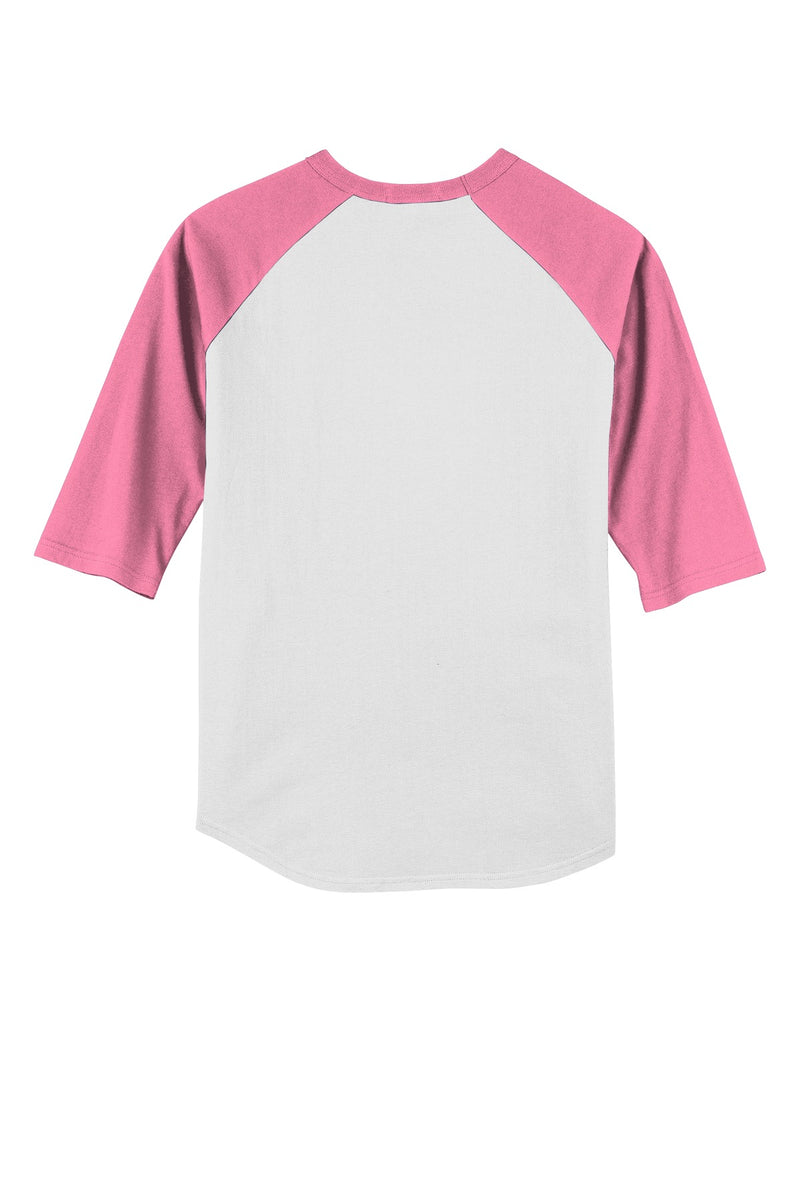 Sport-Tek Youth Colorblock Raglan Jersey - White/ Bright Pink