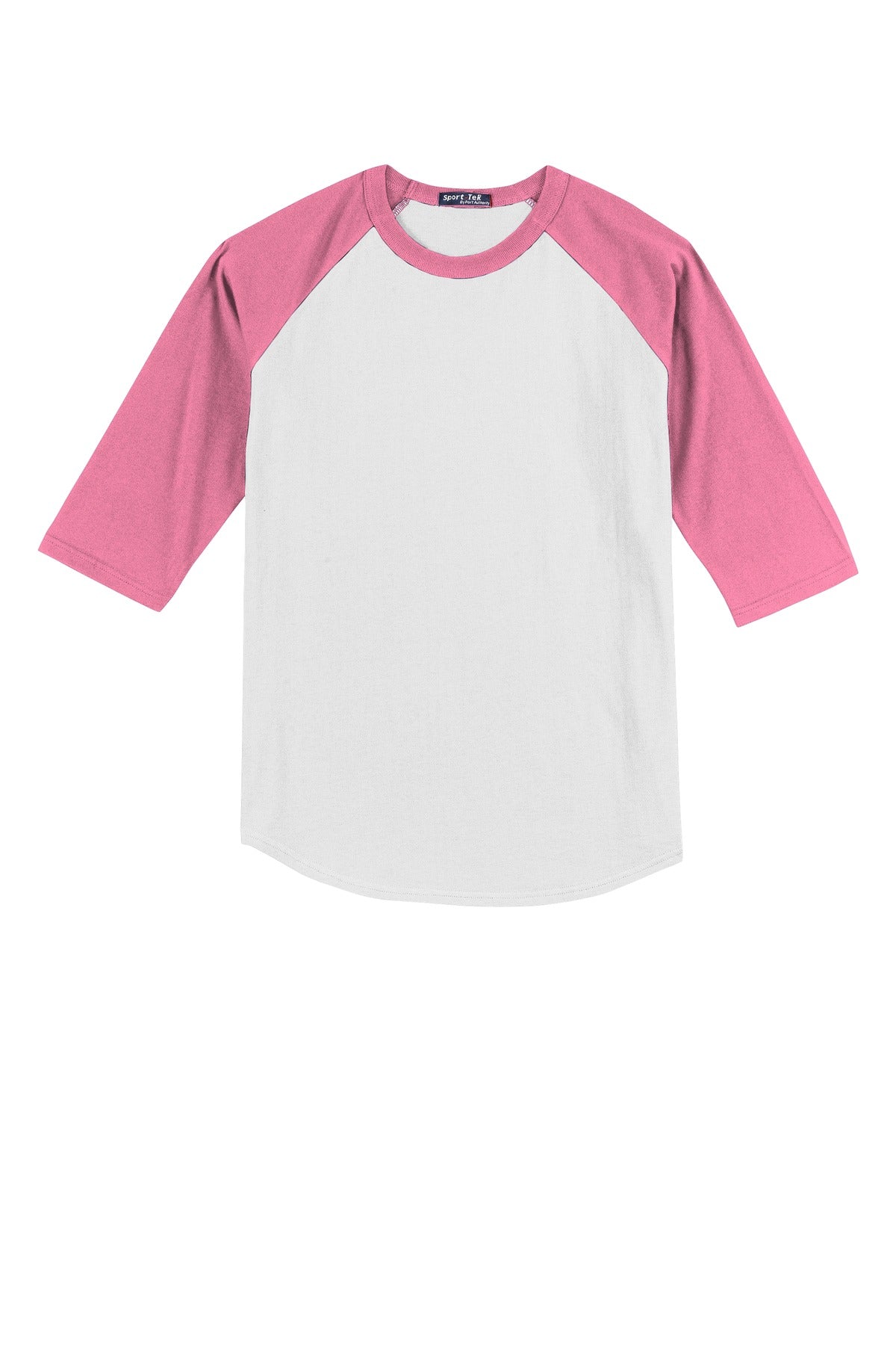 Sport-Tek Youth Colorblock Raglan Jersey - White/ Bright Pink