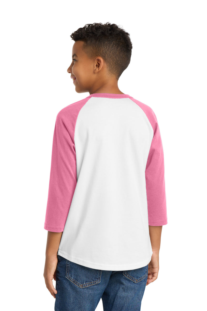 Sport-Tek Youth Colorblock Raglan Jersey - White/ Bright Pink